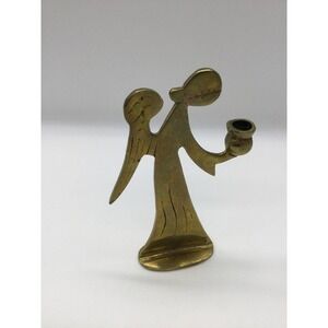 5” Vintage brass angel candleholder candlestick candle holder holiday Christmas